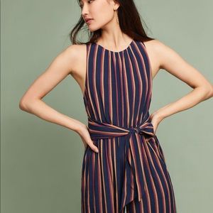 Tie-Front Striped Jumpsuit